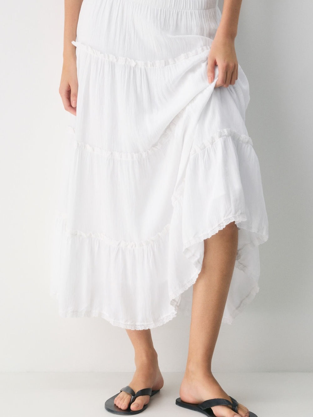Aritzia Little Moon White Tiered Maxi Skirt - Lightweight Flowy Women's Skirt
